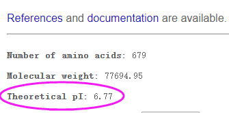 查阅一个蛋白质的等电点
