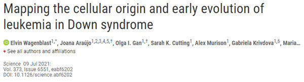 Science：揭示唐氏综合征白血病易感性机制